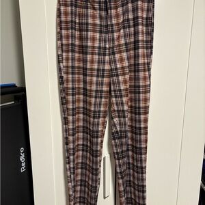 Allegra K Brown and Black Dress Pants with Classic Plaid Design